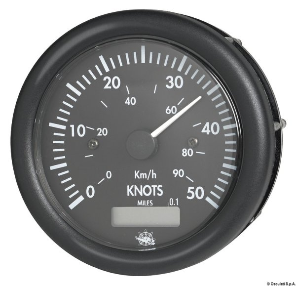 Spidometro 0-50 nodi 12 V nero con totalizzatore - 27.425.01